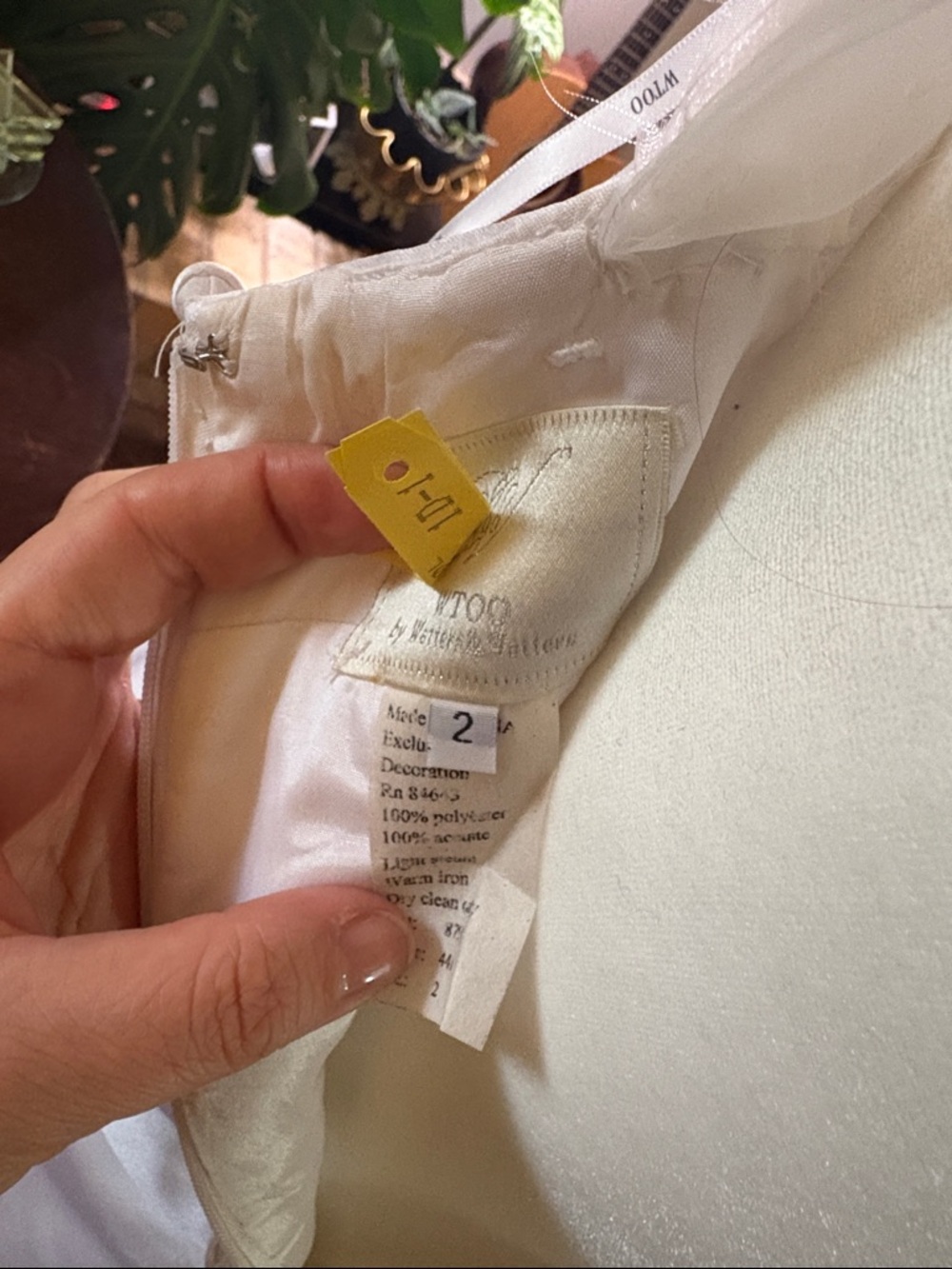 Wtoo White Satin Bridal A-Line Dress with Pleated Bodice - Picture 3 of 3